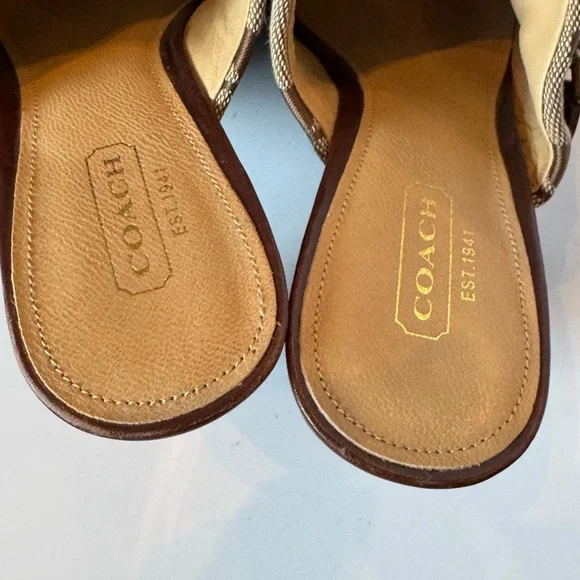 Vintage Coach Ivy  Mule Platforms  in Tan and Brown, 4 inch heel - Picture 6 of 16